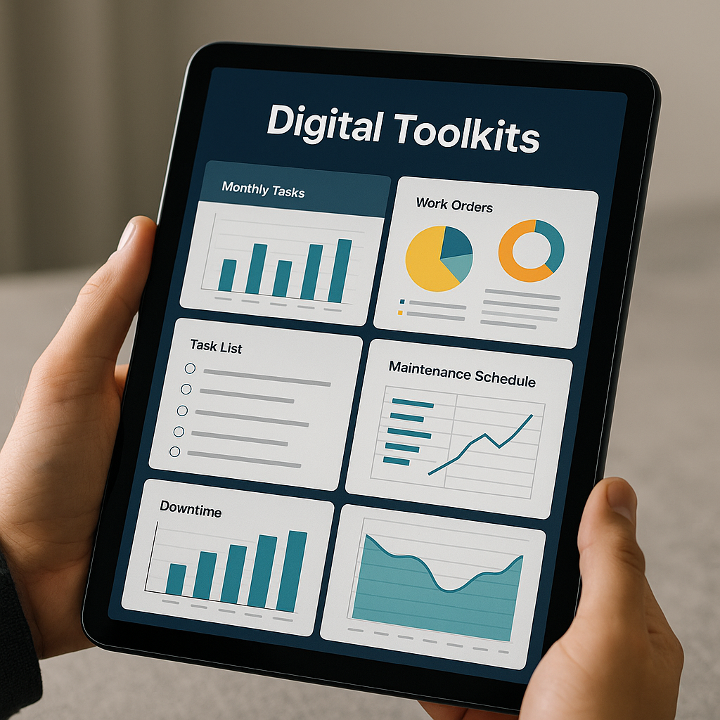 Free digital maintenance planner toolkit on iPad tablet computer