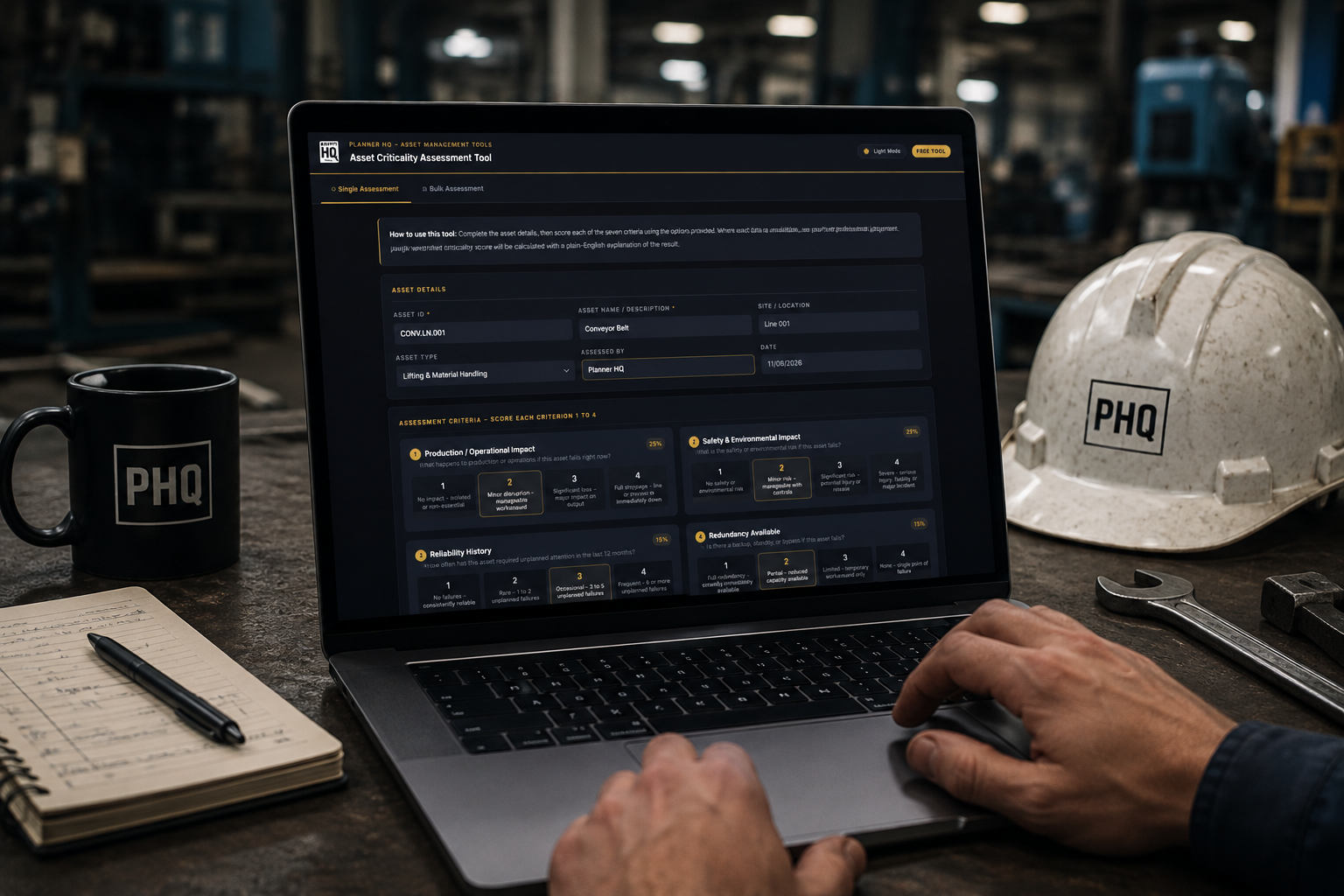 Asset Criticality Assessment Tool Laptop Mockup