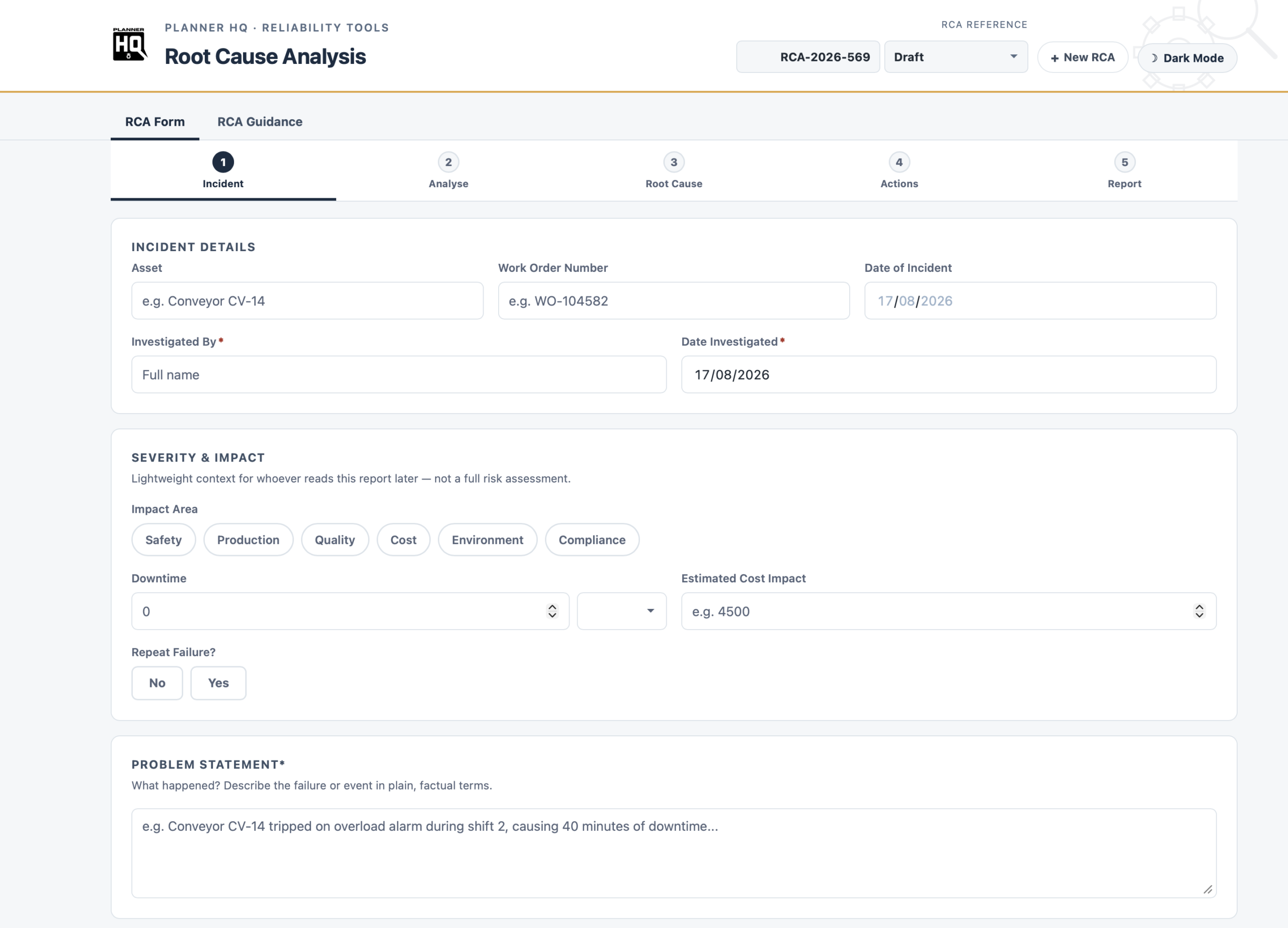 Root Cause Analysis Planner HQ Professional Tool